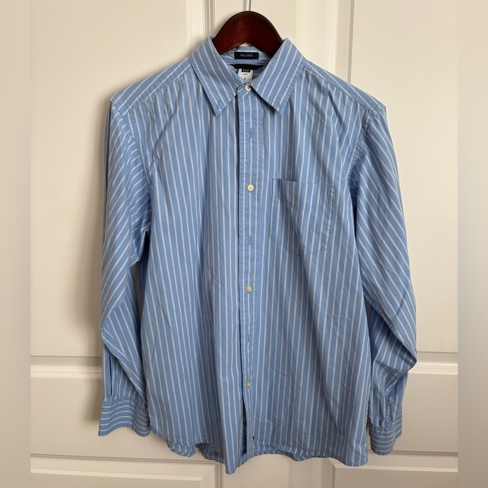 GAP Light Blue Striped Dress Shirt